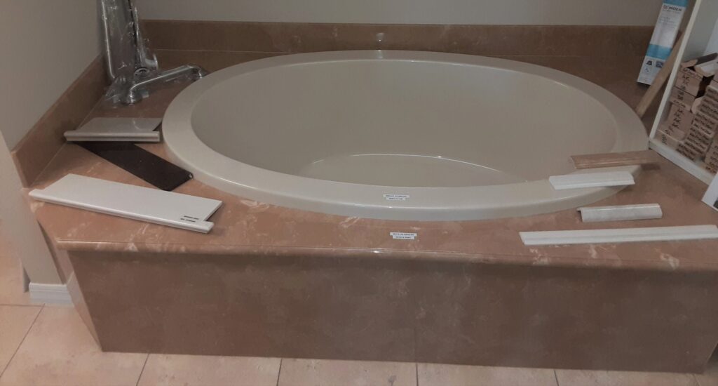 pink stone tub